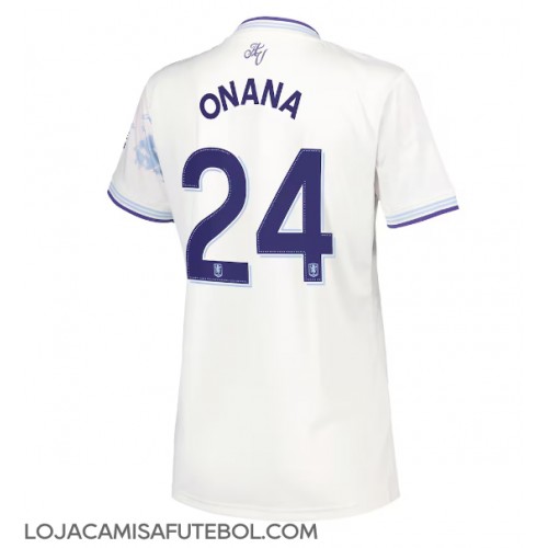 Camisa de Futebol Aston Villa Amadou Onana #24 Equipamento Alternativo Mulheres 2025-26 Manga Curta